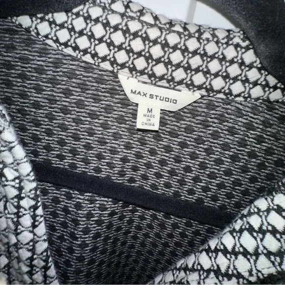 Women's Max Studio Black and Ivory Belted Shirt Dress - Medium - Picture 3 of 10